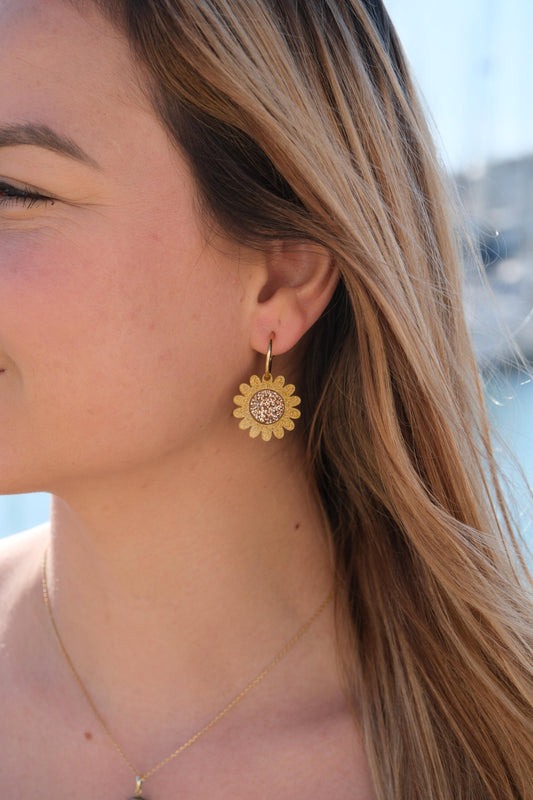 Boucles d'Oreilles Créoles Tournesol