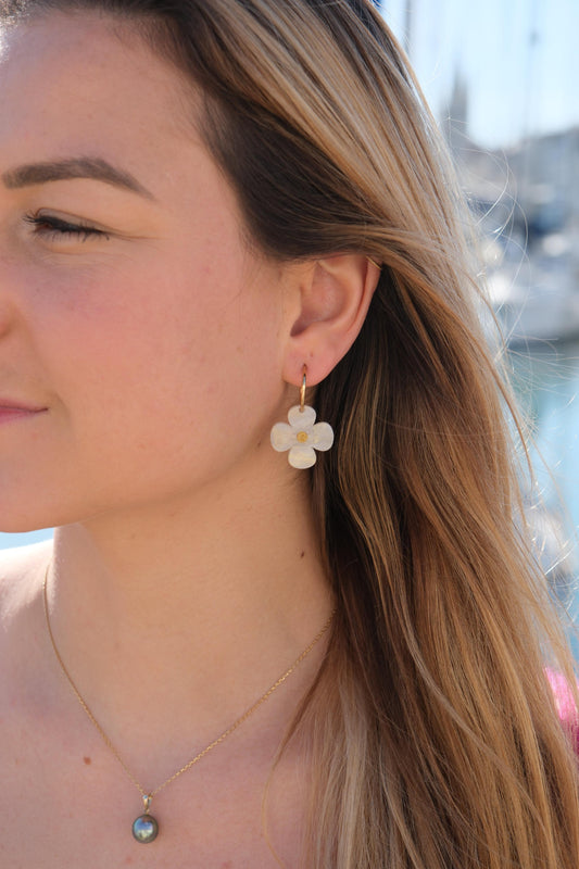 Boucles d'Oreilles Créoles Blanche