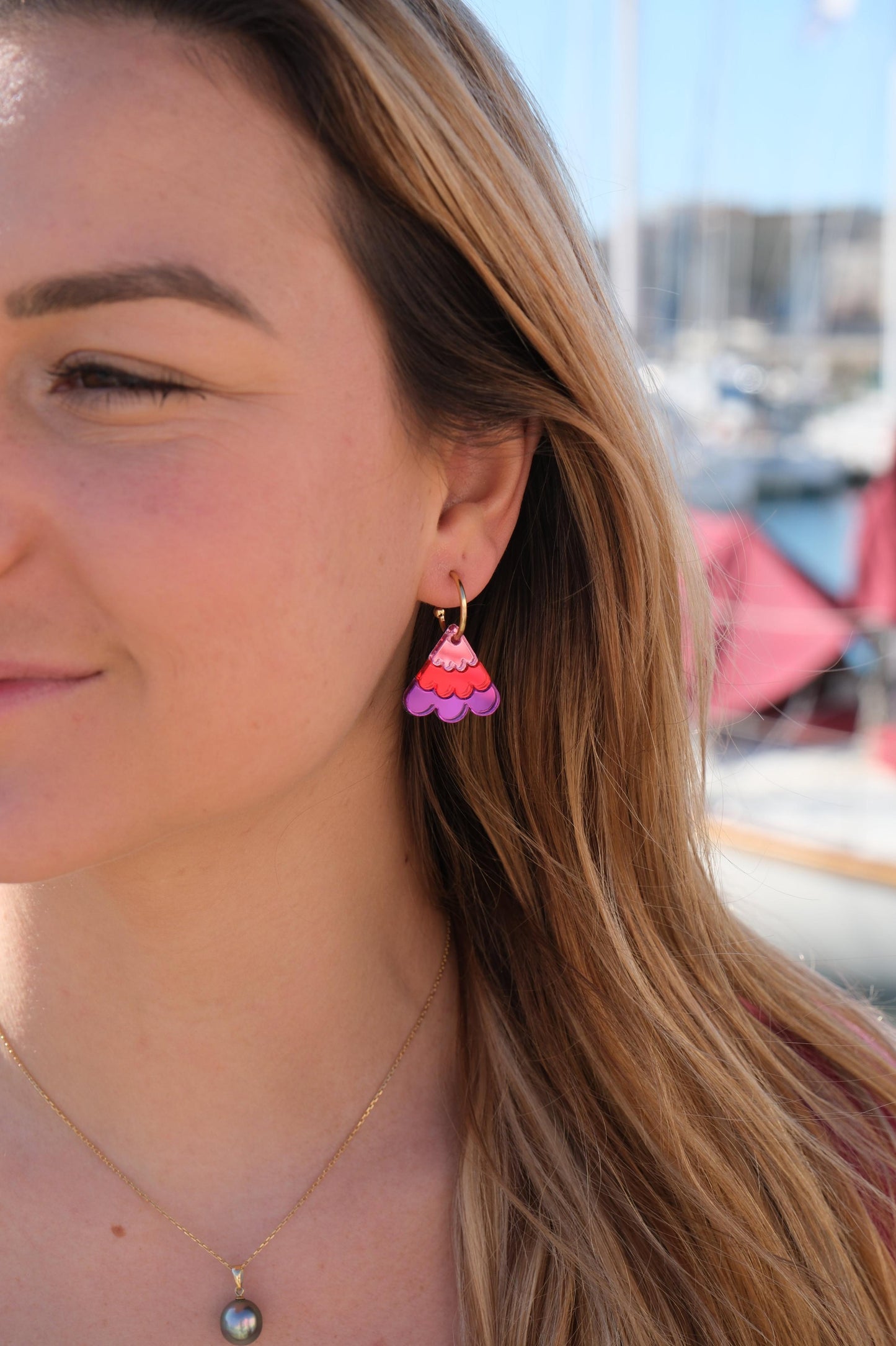 Boucles d'Oreilles Créoles Miroirs Fleurs