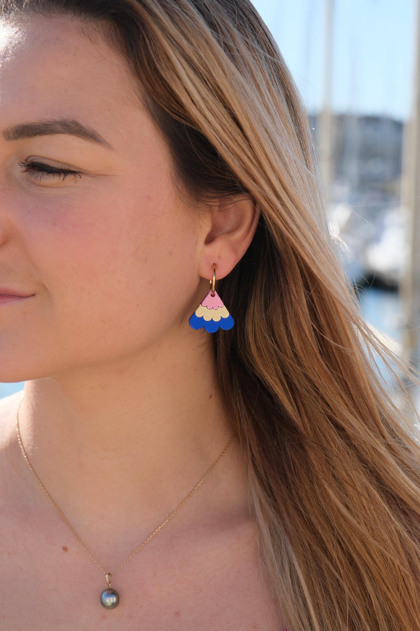 Boucles d'Oreilles Créoles Miroirs Fleurs