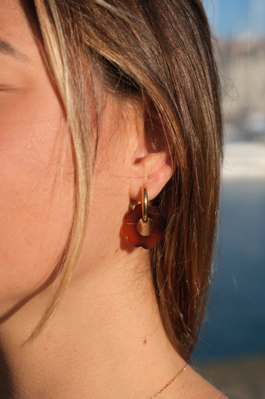 Boucles d'Oreilles Créoles Fleurs