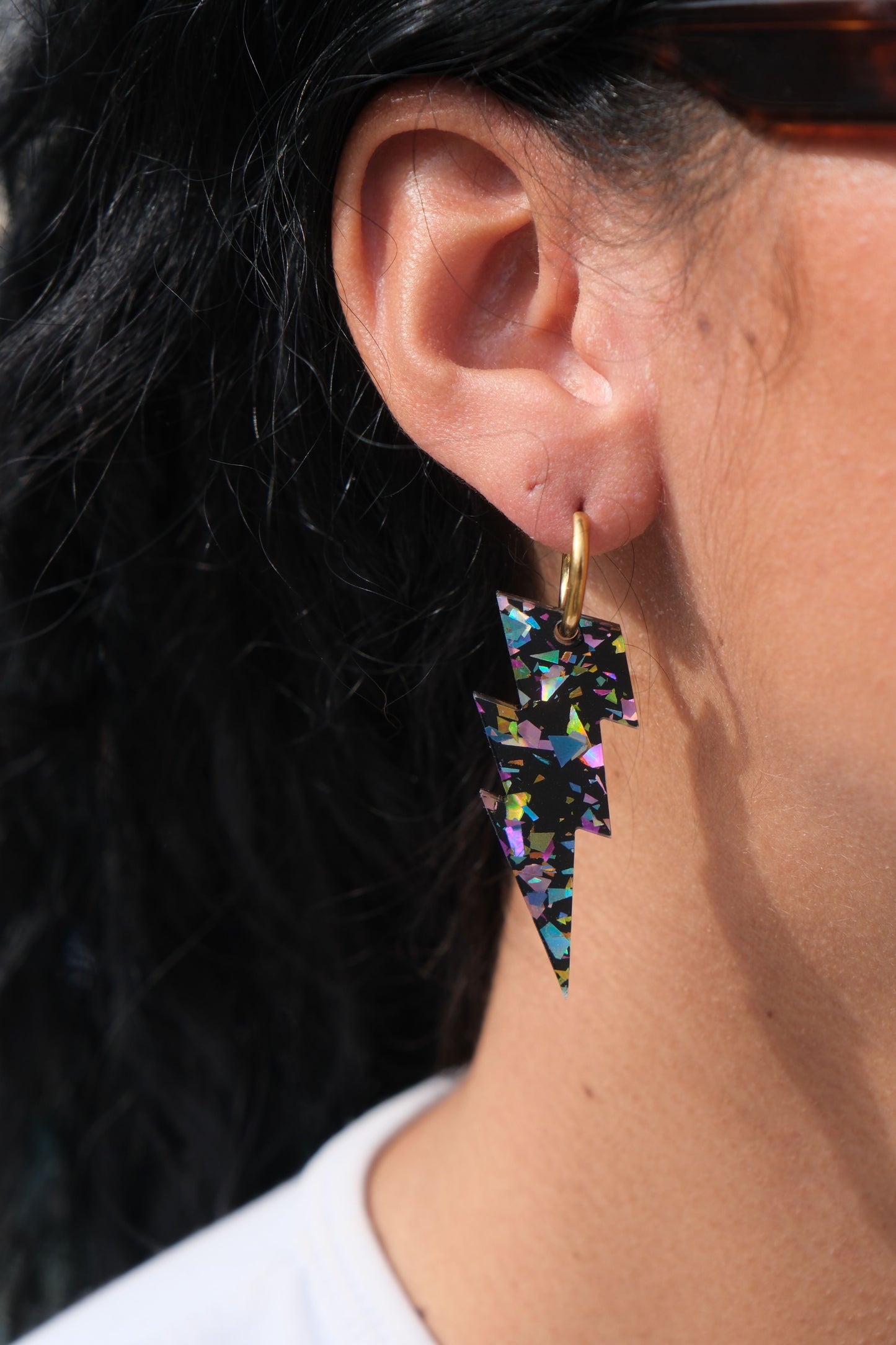 Boucles d'Oreilles Créoles Grands Eclairs