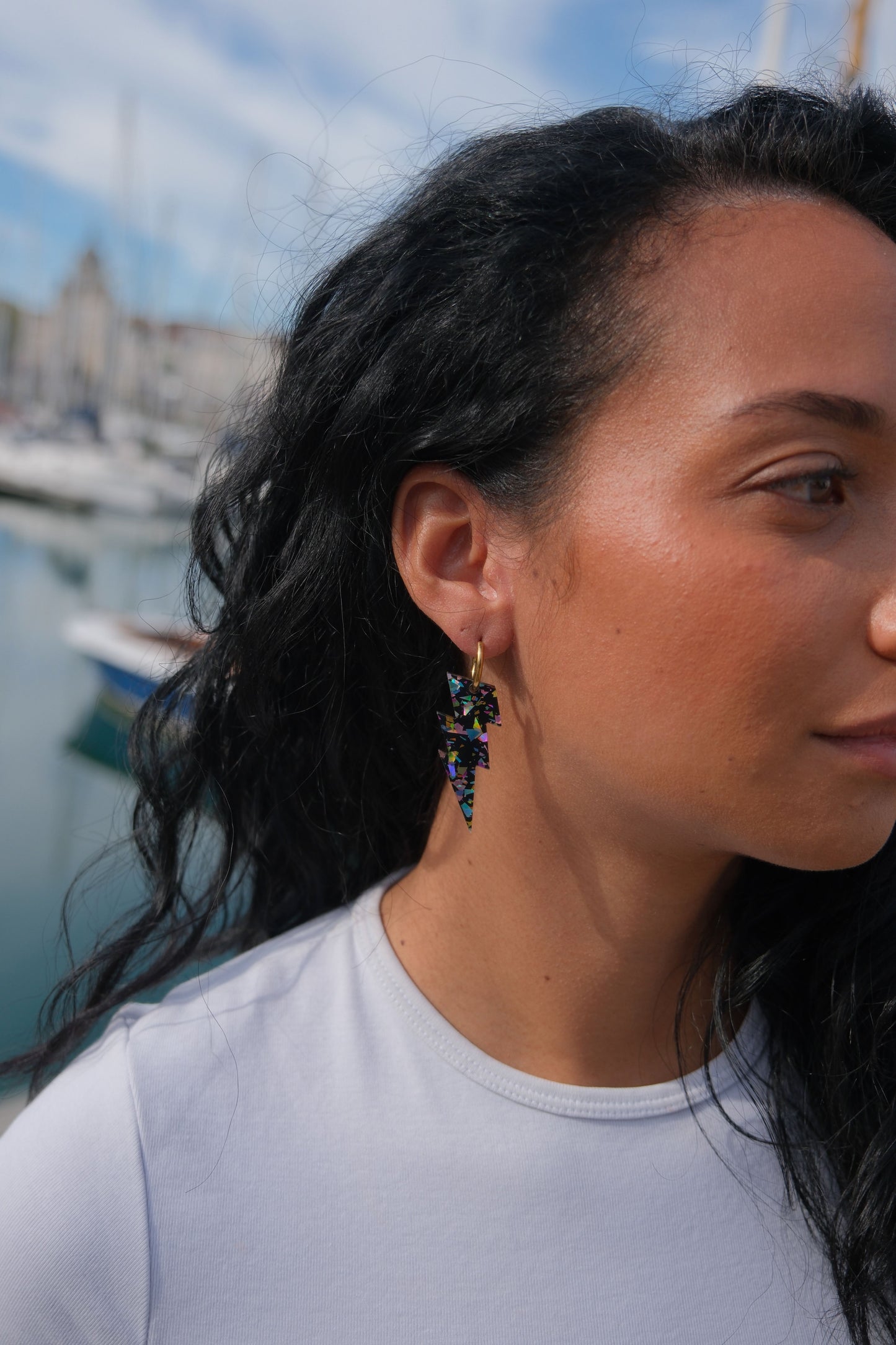 Boucles d'Oreilles Créoles Grands Eclairs