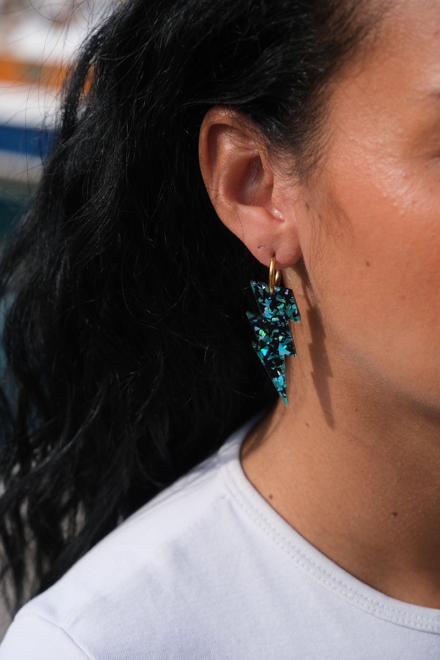 Boucles d'Oreilles Créoles Grands Eclairs