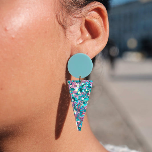 Boucles d'oreilles Joséphine - Vert / Paillettes