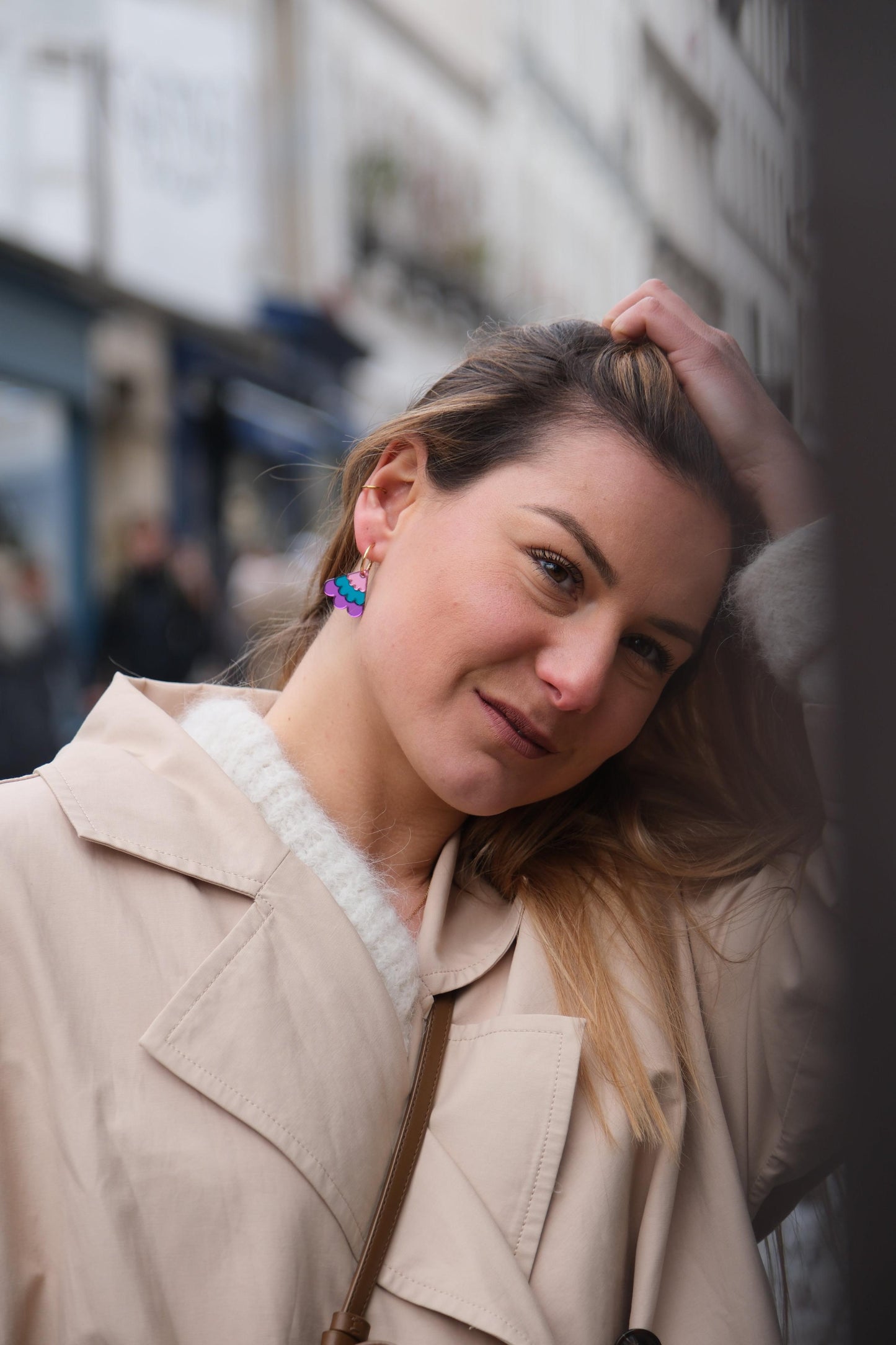 Boucles d'Oreilles Créoles Miroirs Fleurs