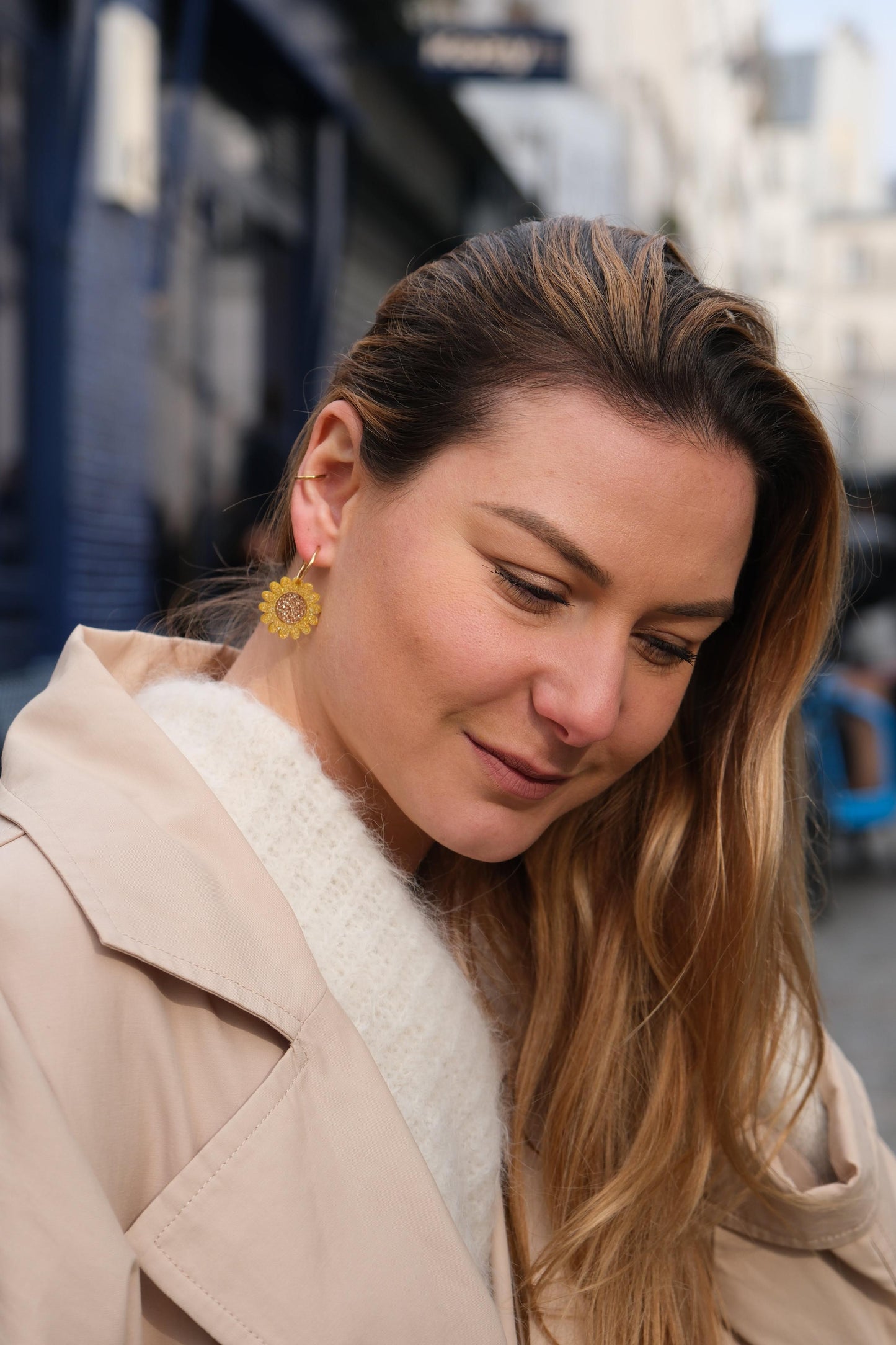 Boucles d'Oreilles Créoles Tournesol