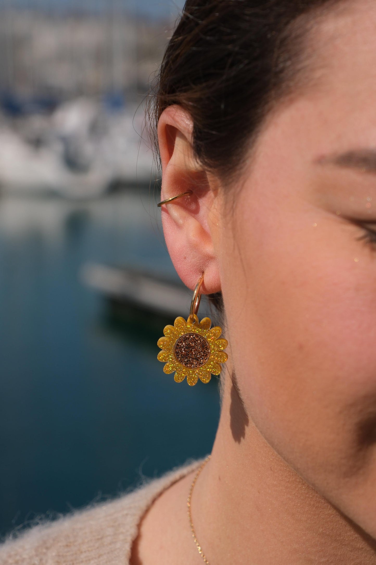 Boucles d'Oreilles Créoles Tournesol