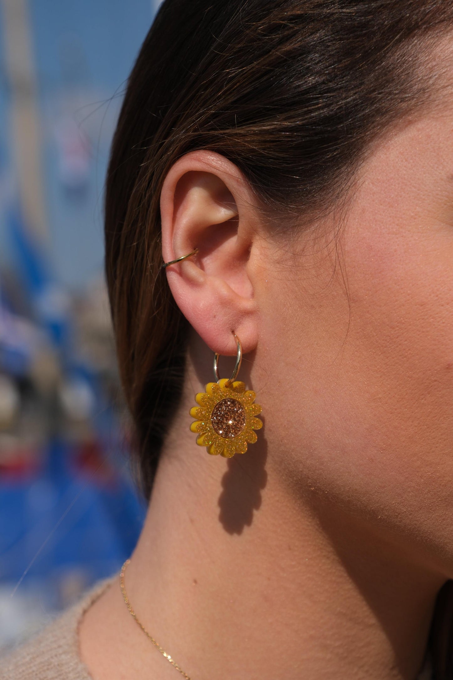 Boucles d'Oreilles Créoles Tournesol