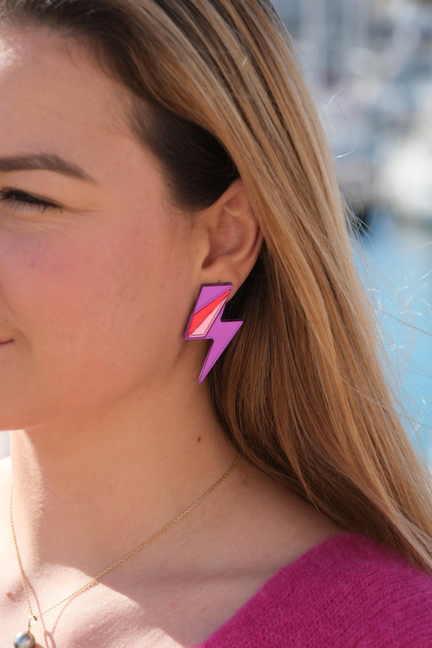 Boucles d'Oreilles Puces Miroirs Maxi Eclairs