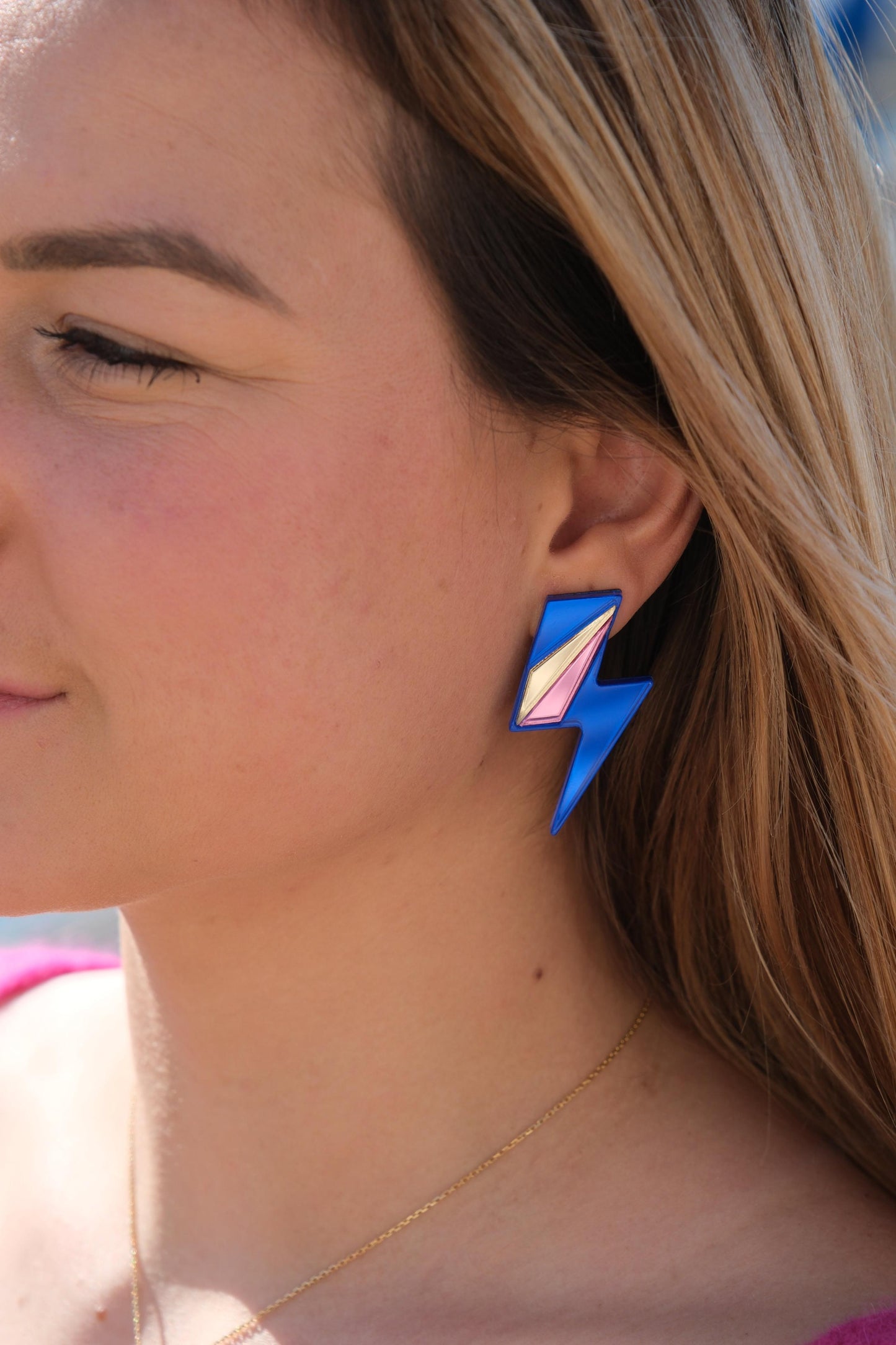 Boucles d'Oreilles Puces Miroirs Maxi Eclairs