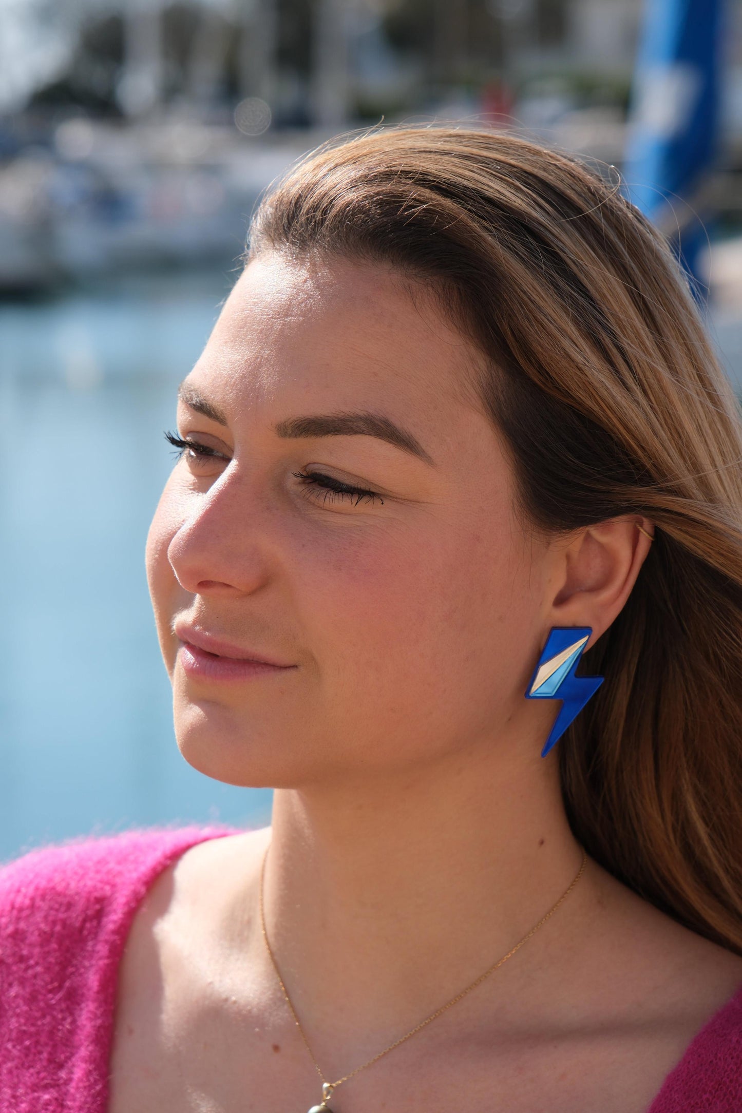Boucles d'Oreilles Puces Miroirs Maxi Eclairs