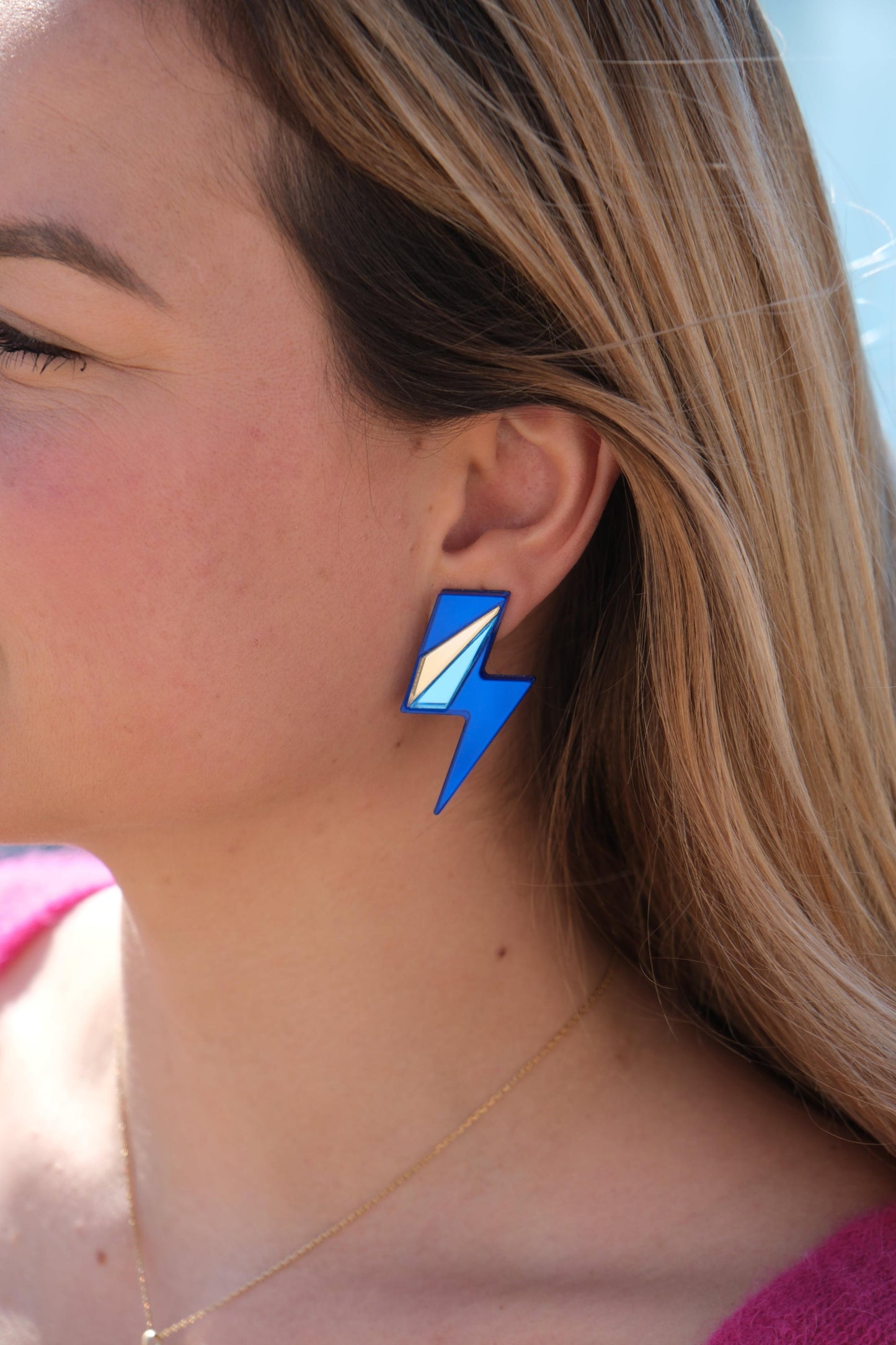 Boucles d'Oreilles Puces Miroirs Maxi Eclairs