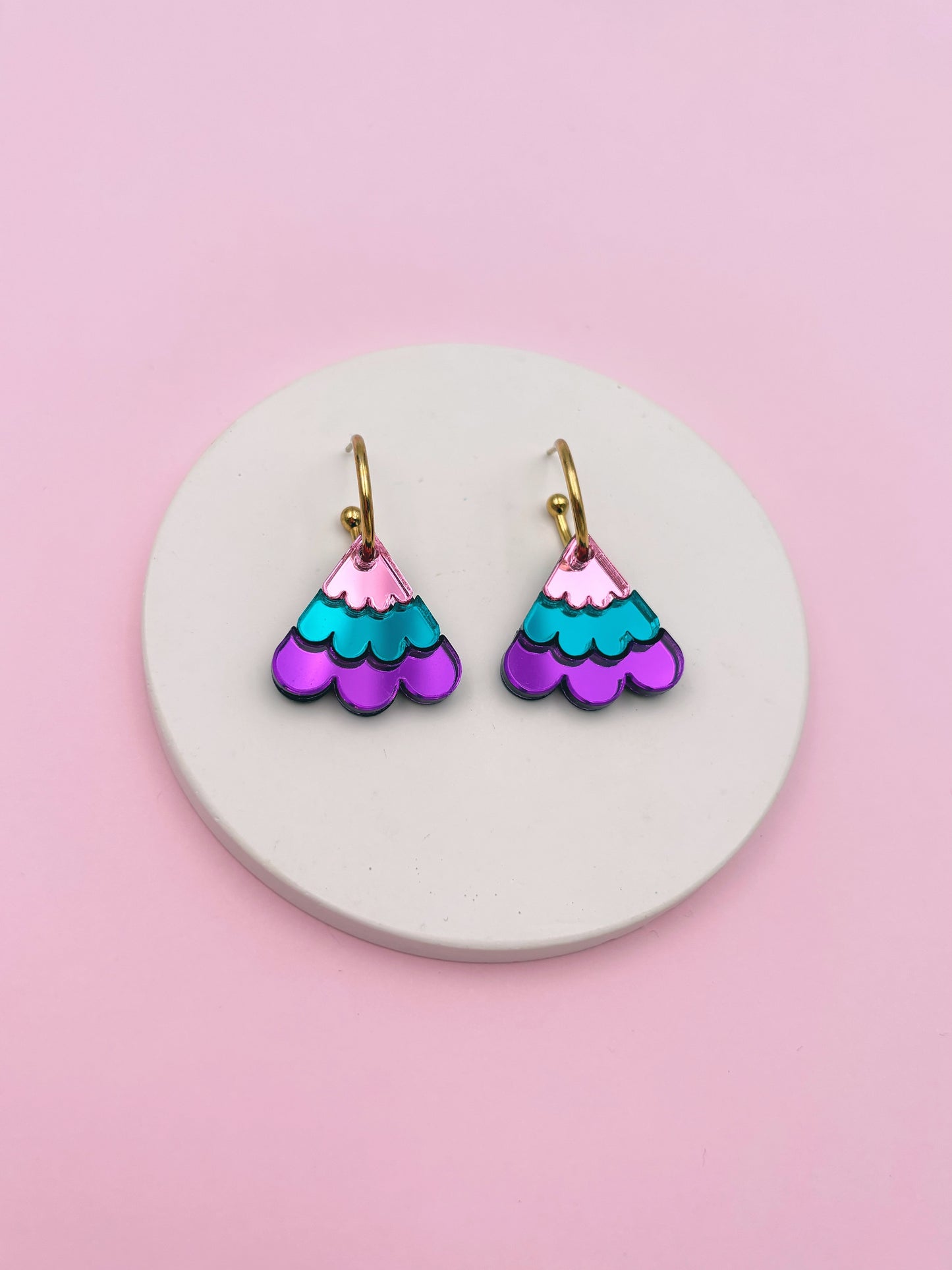 Boucles d'Oreilles Créoles Miroirs Fleurs