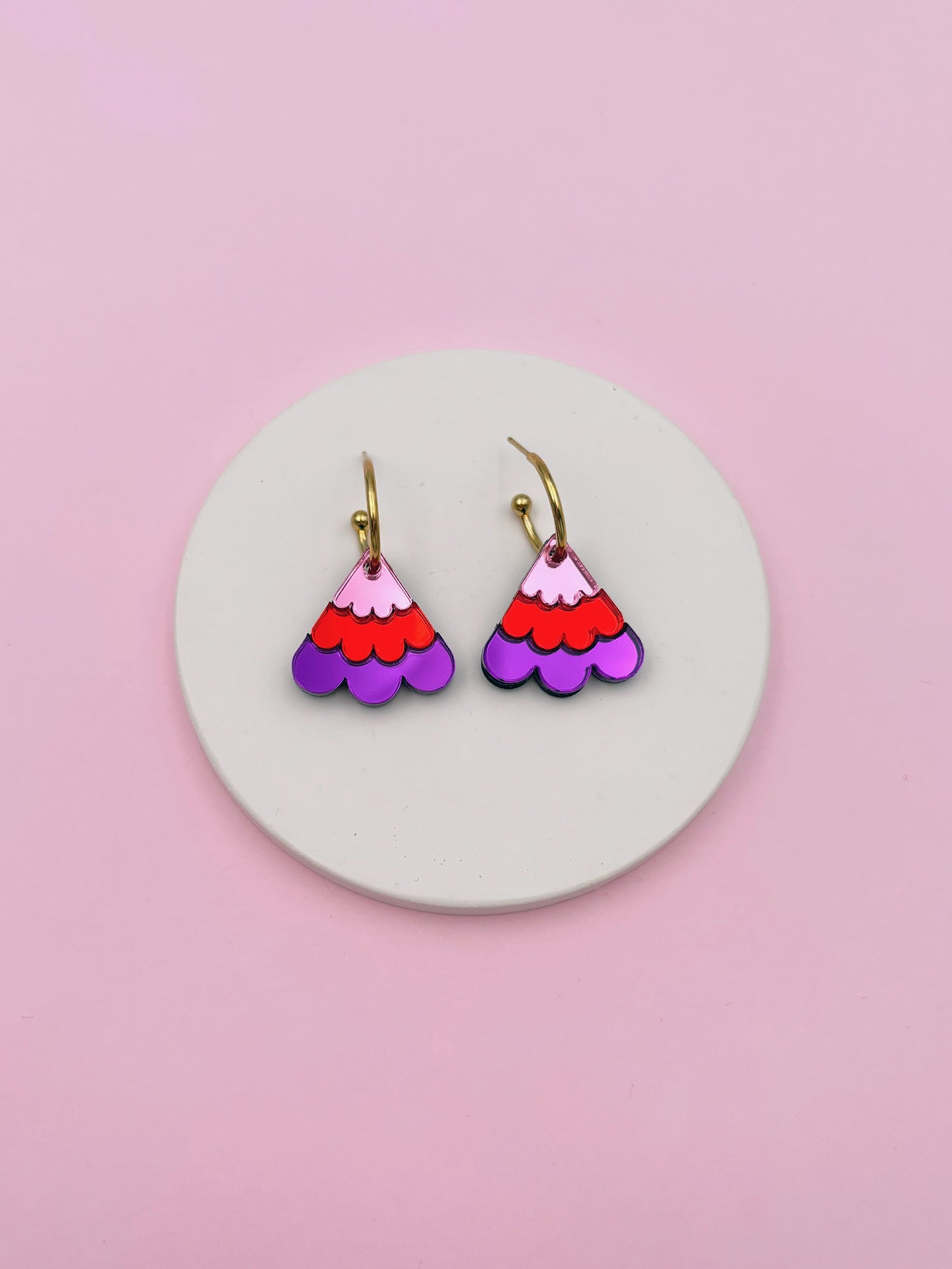 Boucles d'Oreilles Créoles Miroirs Fleurs