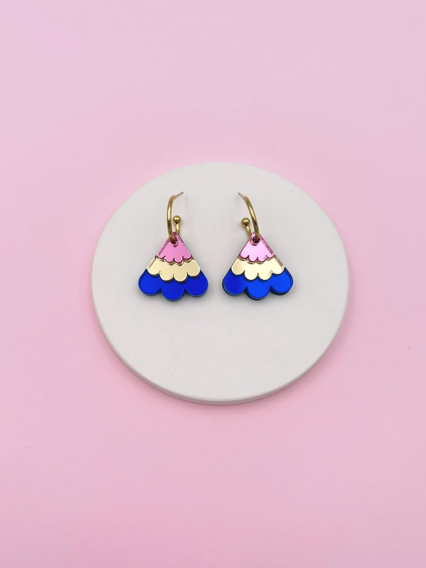 Boucles d'Oreilles Créoles Miroirs Fleurs