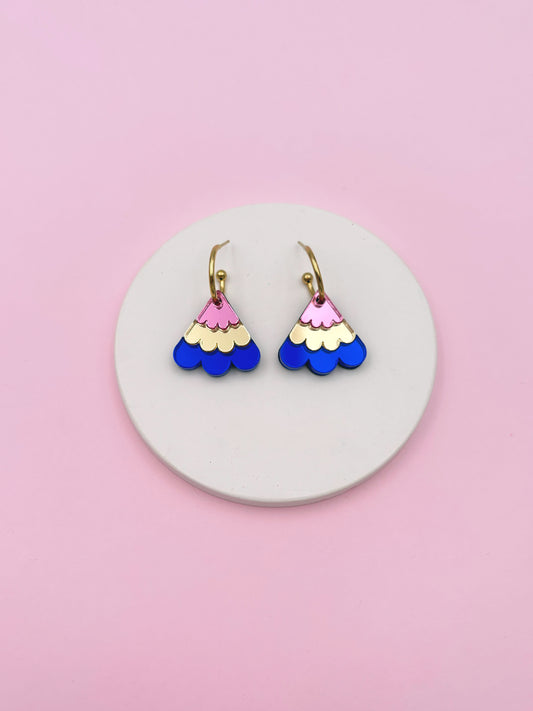 Boucles d'Oreilles Créoles Miroirs Fleurs