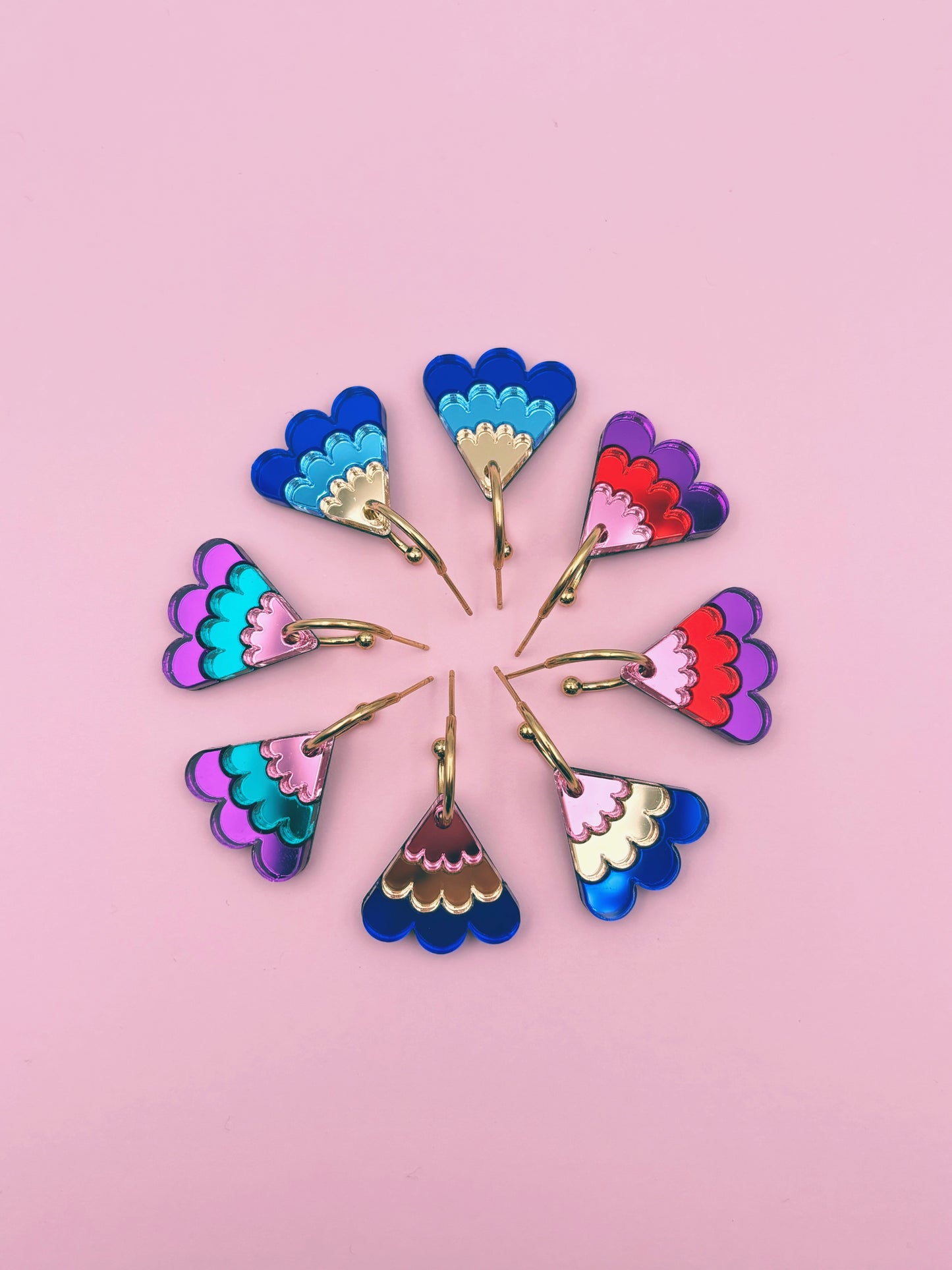 Boucles d'Oreilles Créoles Miroirs Fleurs