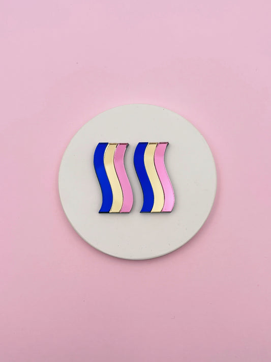 Boucles d'Oreilles Puces Miroirs Vague