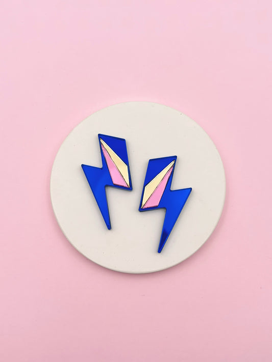 Boucles d'Oreilles Puces Miroirs Maxi Eclairs