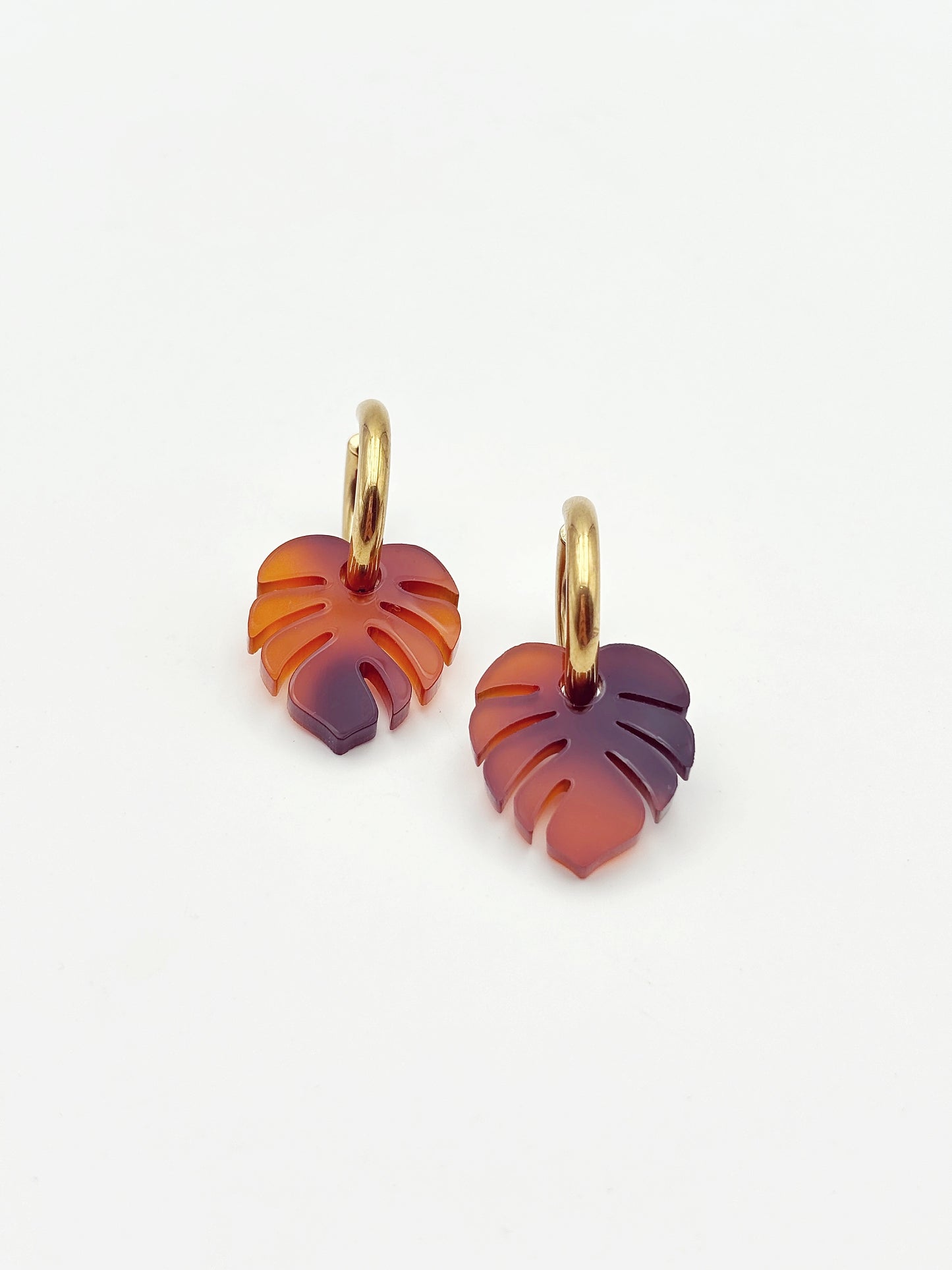 Boucles d'Oreilles Créoles Monstera