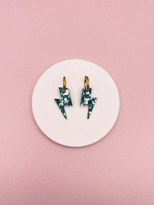 Boucles d'Oreilles Créoles Eclairs Terrazzo Pailleté