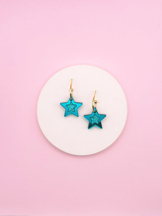 Boucles d'Oreilles Créoles Étoiles Scintillantes