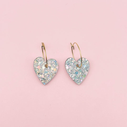 Créoles fil coeurs pailletés