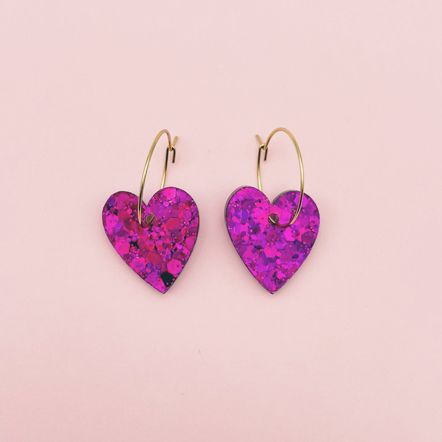 Créoles fil coeurs pailletés