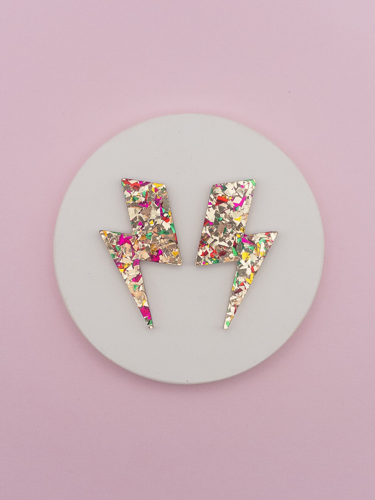 Boucles d'Oreilles Puces Maxi Éclairs Pailletés