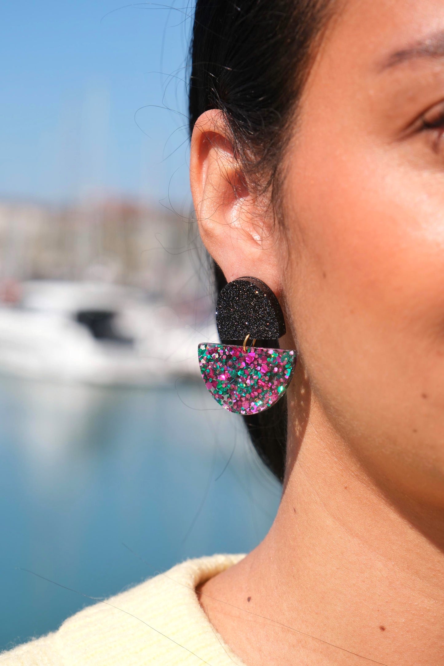 Boucles d'oreilles Odette - Noir / Confettis