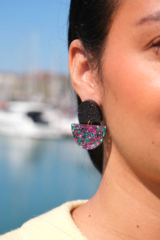 Boucles d'oreilles Odette - Noir / Confettis