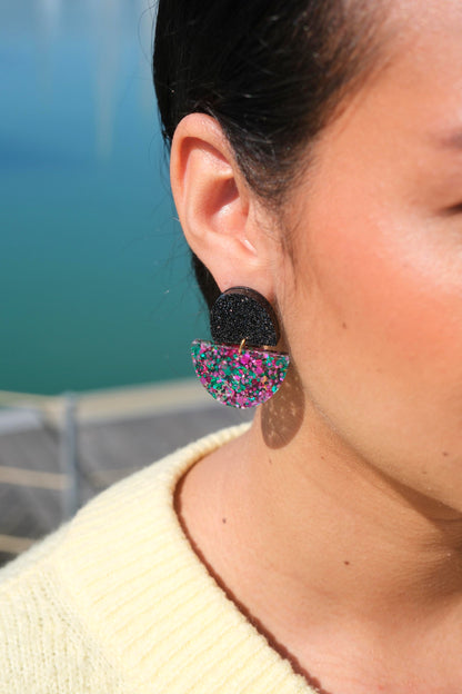 Boucles d'oreilles Odette - Noir / Confettis