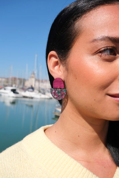 Boucles d'oreilles Odette - Magenta / Confettis