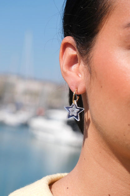 Boucles d'Oreilles Créoles Étoiles Scintillantes