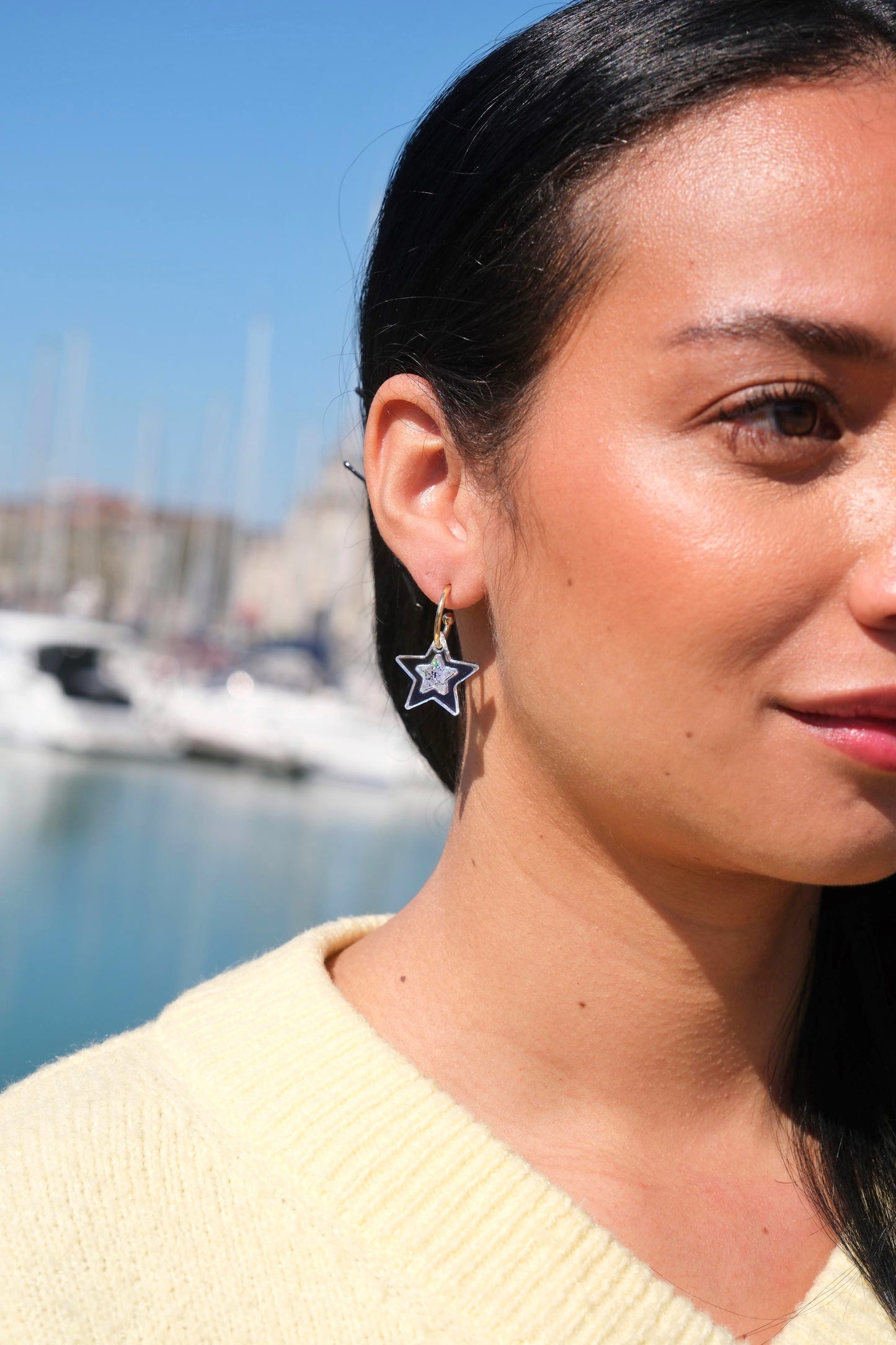 Boucles d'Oreilles Créoles Étoiles Scintillantes