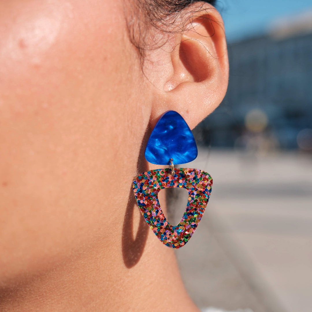 Boucles d'oreilles Gisèle - Bleu / Confettis