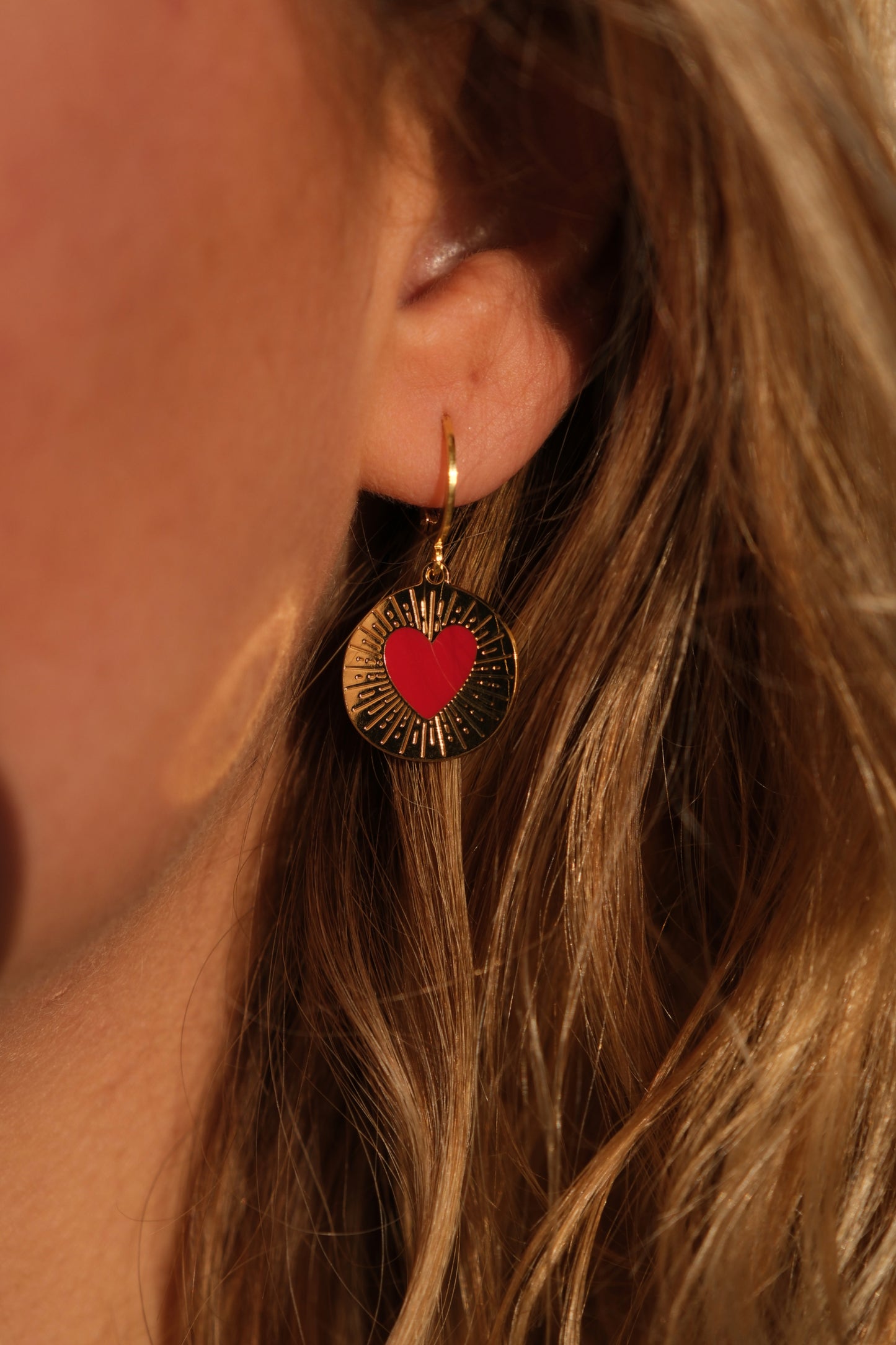 Boucles d'oreilles or - Médaillon Coeurs