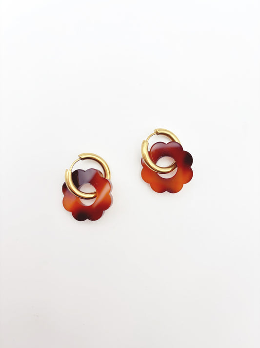 Boucles d'Oreilles Créoles Fleurs