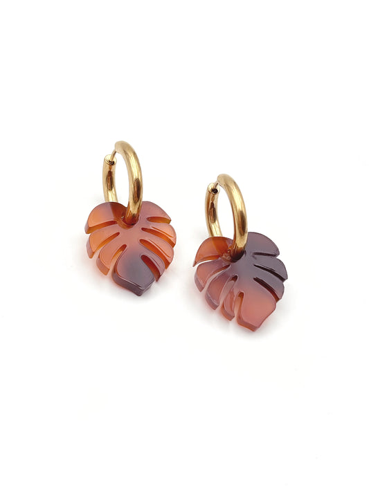 Boucles d'Oreilles Créoles Monstera