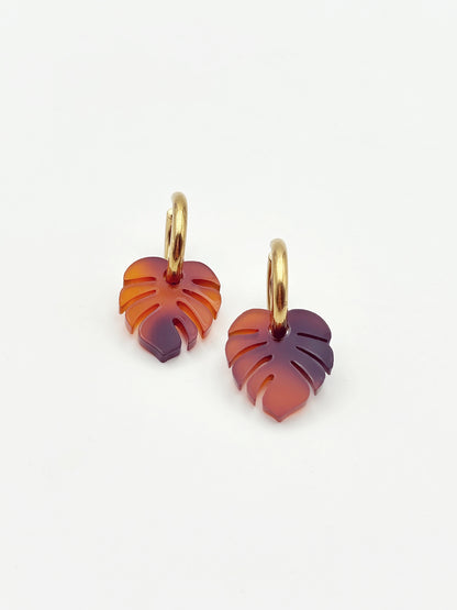 Boucles d'Oreilles Créoles Monstera