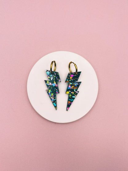 Boucles d'Oreilles Créoles Grands Eclairs