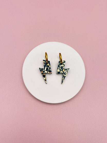 Boucles d'Oreilles Créoles Eclairs Terrazzo Pailleté