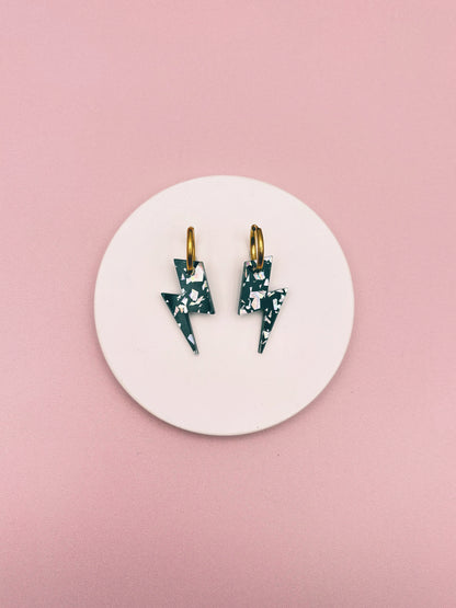 Boucles d'Oreilles Créoles Eclairs Terrazzo Pailleté