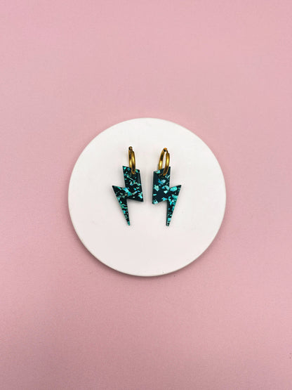 Boucles d'Oreilles Créoles Eclairs Terrazzo Pailleté