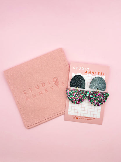 Boucles d'oreilles Odette - Noir / Confettis