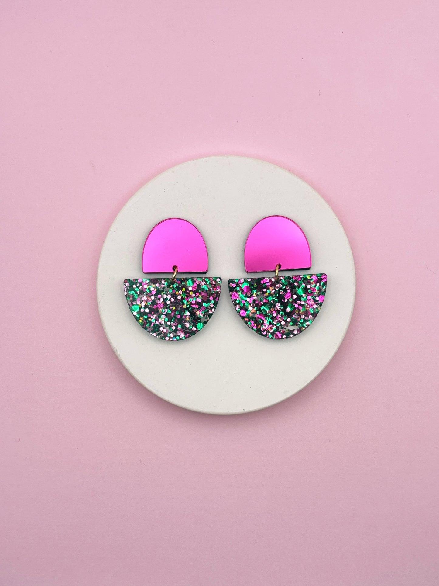Boucles d'oreilles Odette - Magenta / Confettis