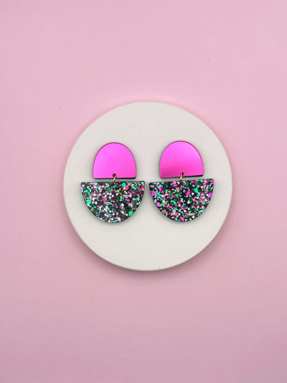 Boucles d'oreilles Odette - Magenta / Confettis