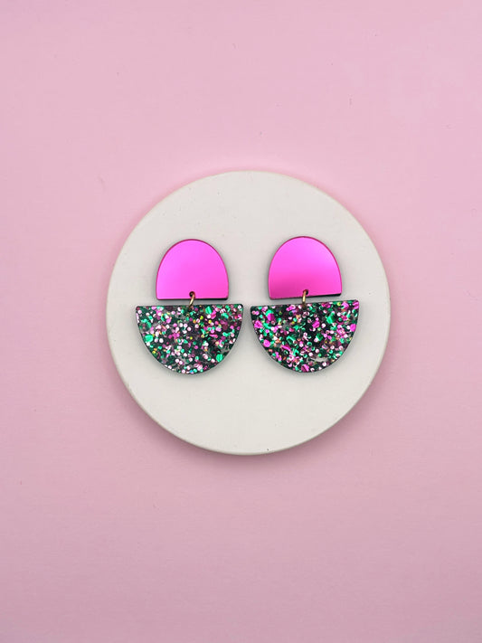 Boucles d'oreilles Odette - Magenta / Confettis