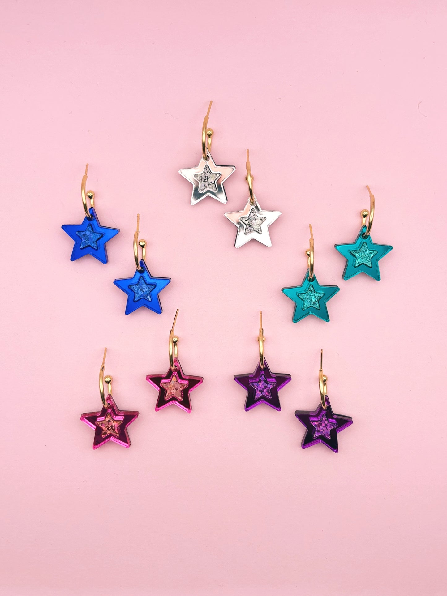 Boucles d'Oreilles Créoles Étoiles Scintillantes